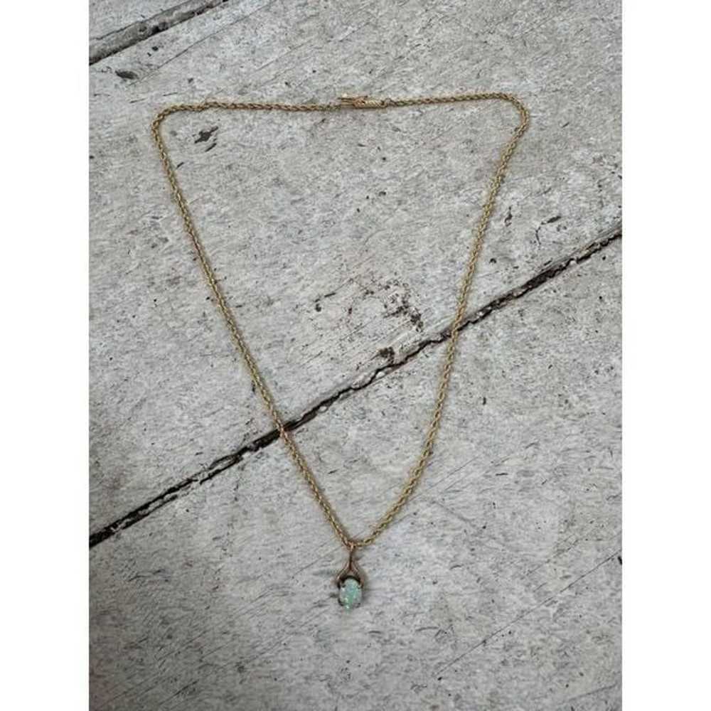 Vintage 14k Gold Chain And Opal Prong Set Pendant… - image 8