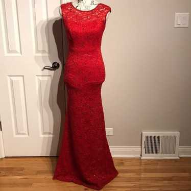 Floral Mermaid Lace Sequins Evening Prom Formal Fi
