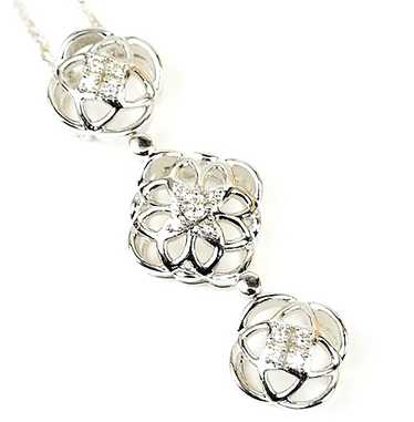 [Japan Used Necklace] Tasaki Pearl K18Wg Diamond N