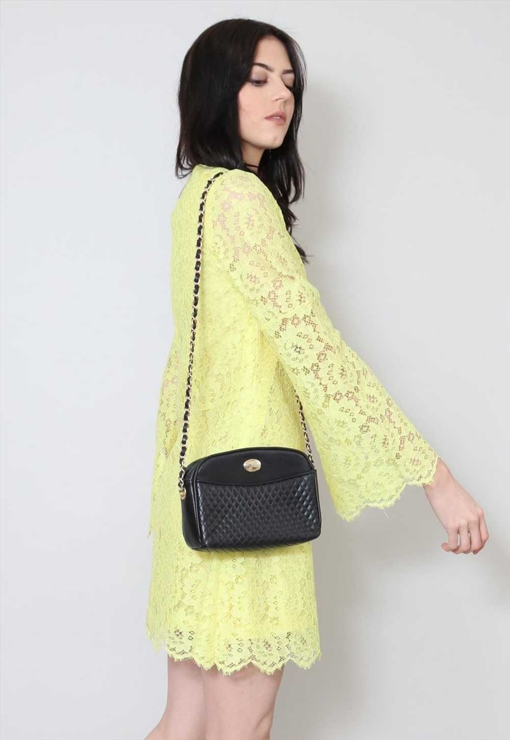 60's Vintage Ladies Yellow Lace Long Sleeve Mini … - image 4