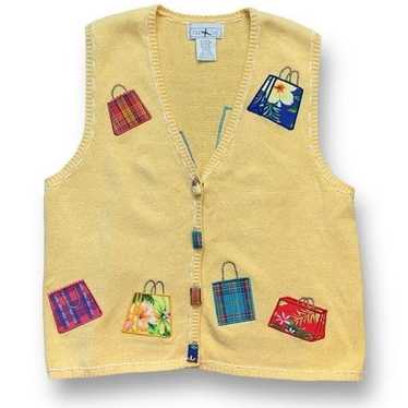 Vintage Mandal Bay Knit Sweater Vest Yellow Shoppi