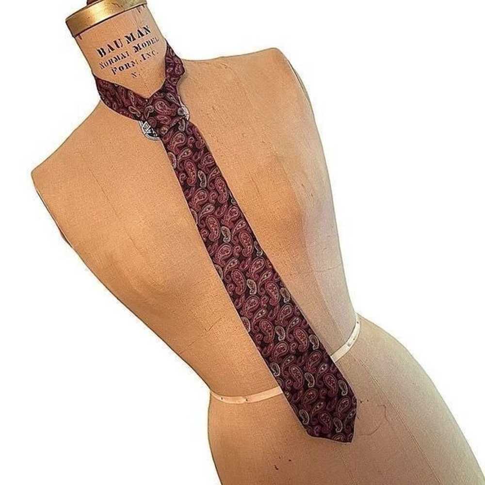 Vintage Deep Red Paisley Silk Tie - image 2