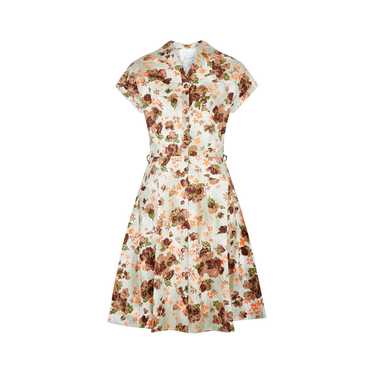 1960s Kenrose Brown and Orange Floral Shirtwaiste… - image 1