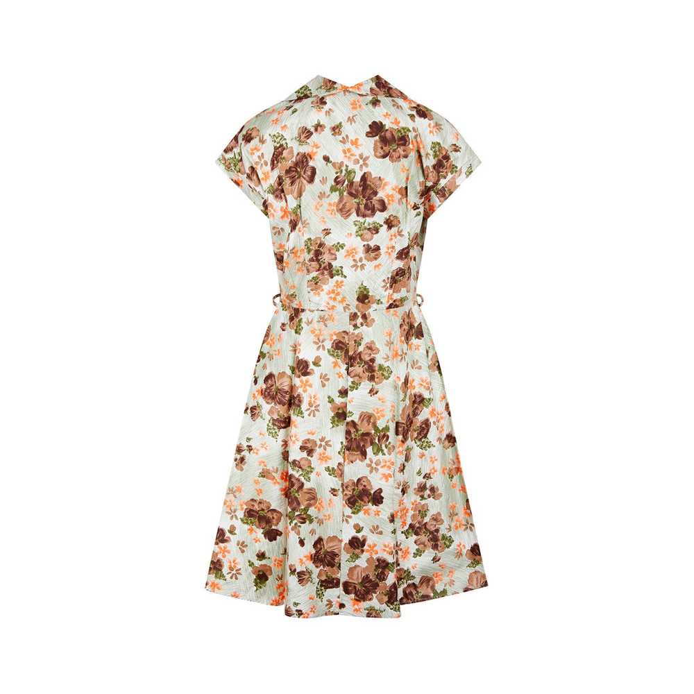 1960s Kenrose Brown and Orange Floral Shirtwaiste… - image 9