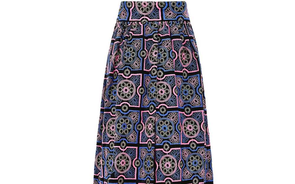 1970s Adolfo Blue and Pink Embroidered Velvet Max… - image 5