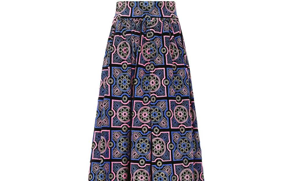 1970s Adolfo Blue and Pink Embroidered Velvet Max… - image 6