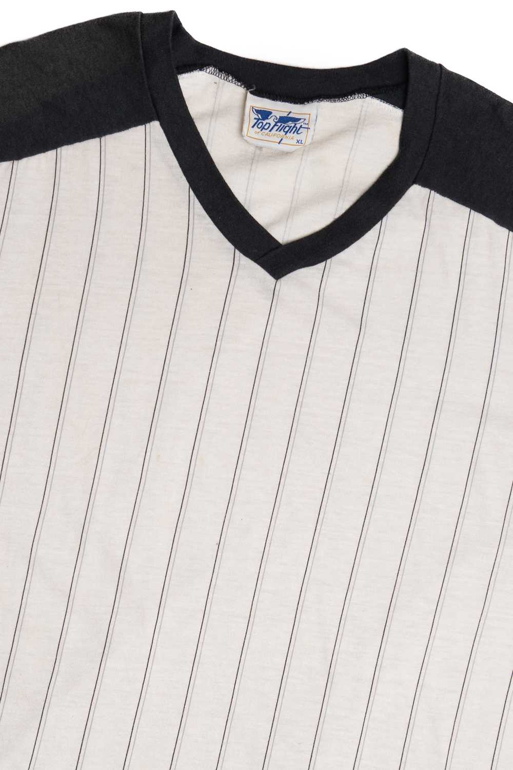 Vintage Sporty Striped V-Neck Raglan T-Shirt - image 3