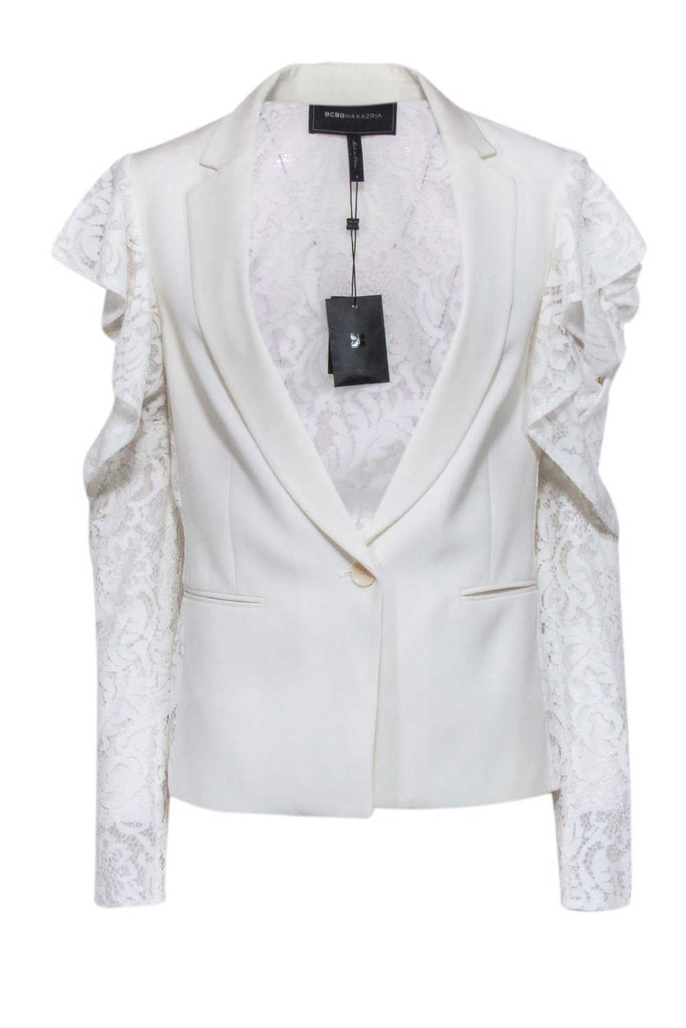 BCBG Max Azaria - Ivory Blazer w/ Ruffled Cold Sh… - image 1