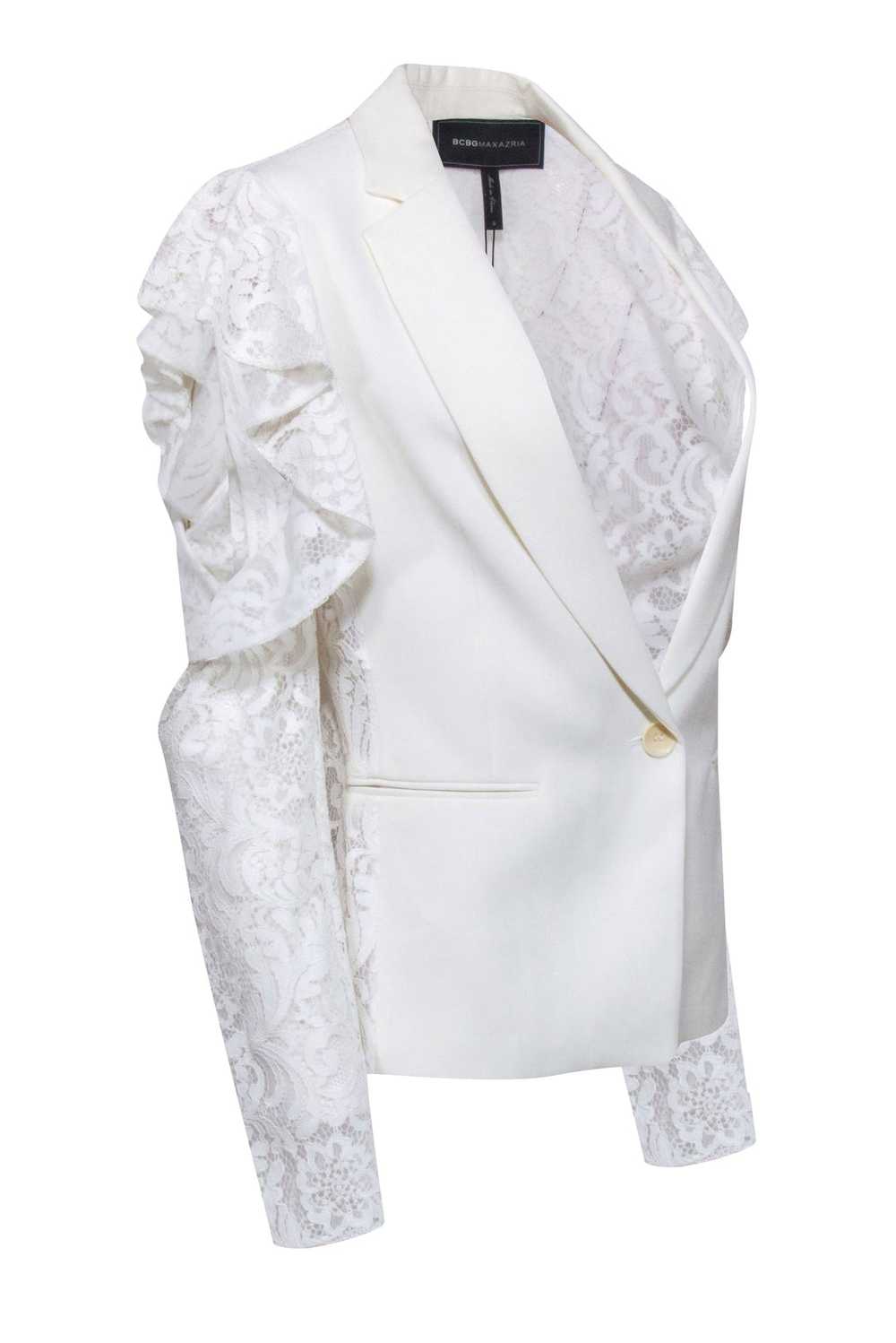 BCBG Max Azaria - Ivory Blazer w/ Ruffled Cold Sh… - image 2