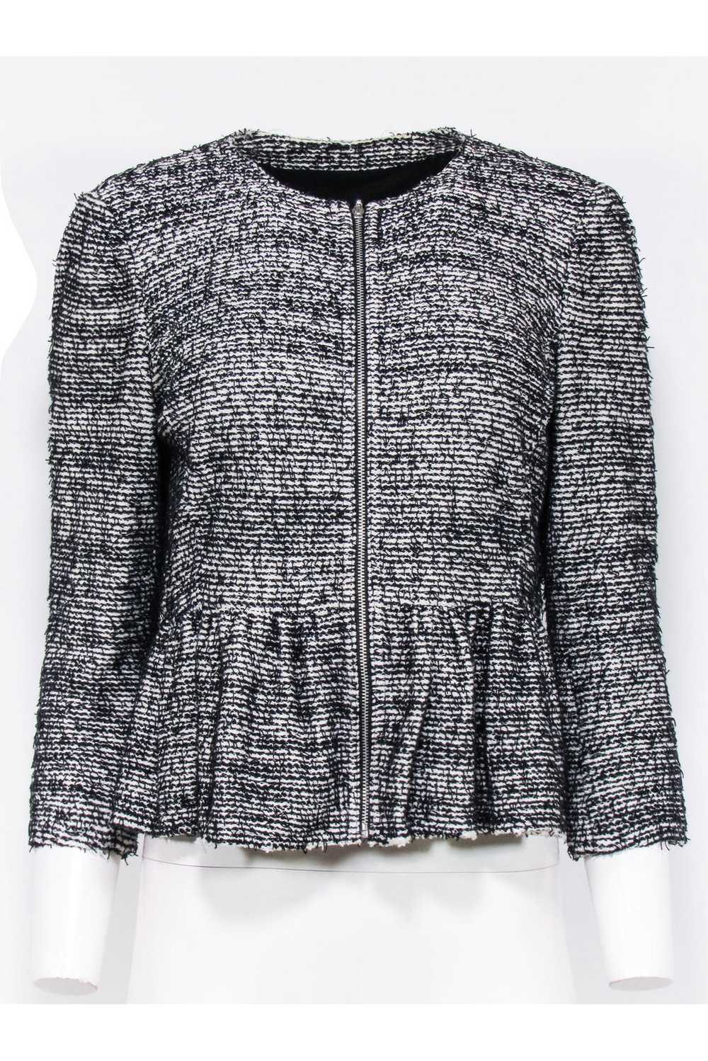 Rebecca Taylor - Black & White Tweed Peplum Jacke… - image 1