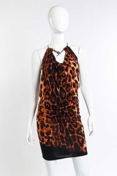 ROBERTO CAVALLI Snake Neck Leopard Dress