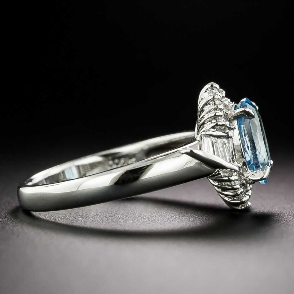 Estate 1.11 Carat Aquamarine and Diamond Ring - image 2