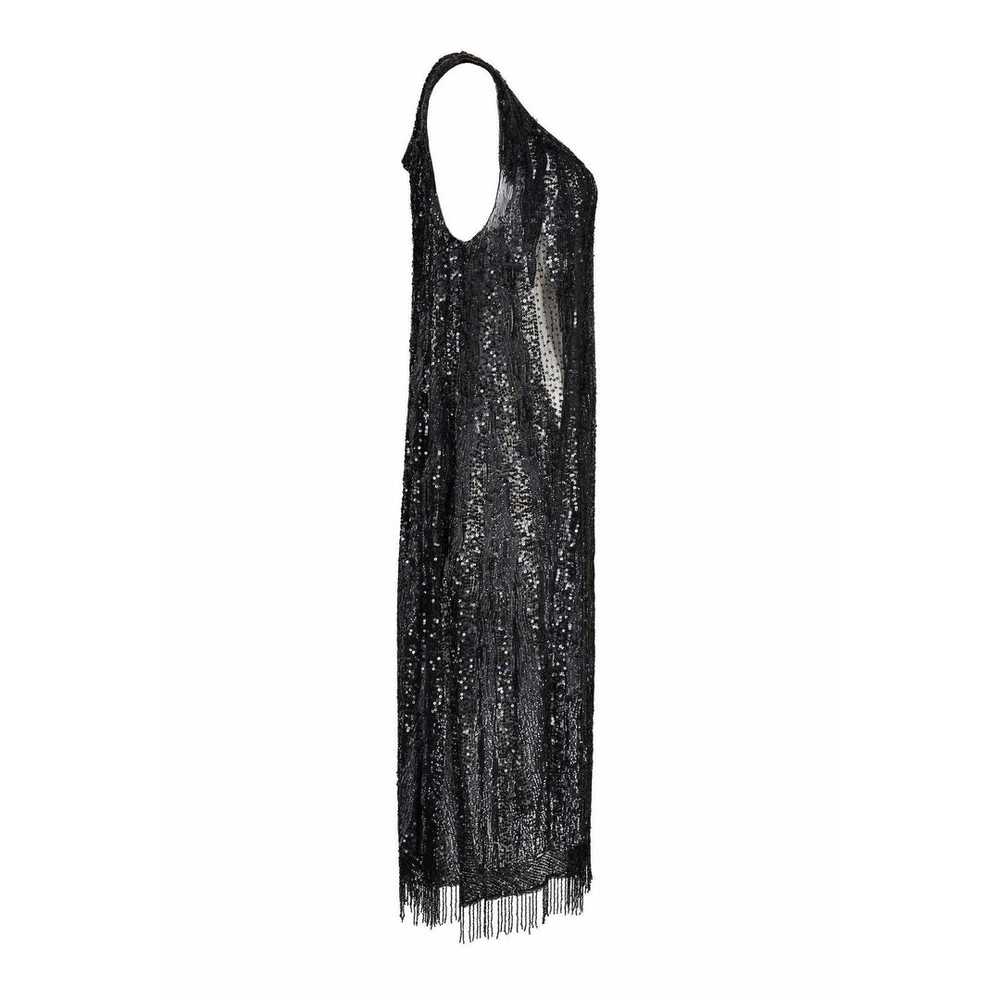 1920s Haute Couture Black Sequin Flapper Dress Wi… - image 3