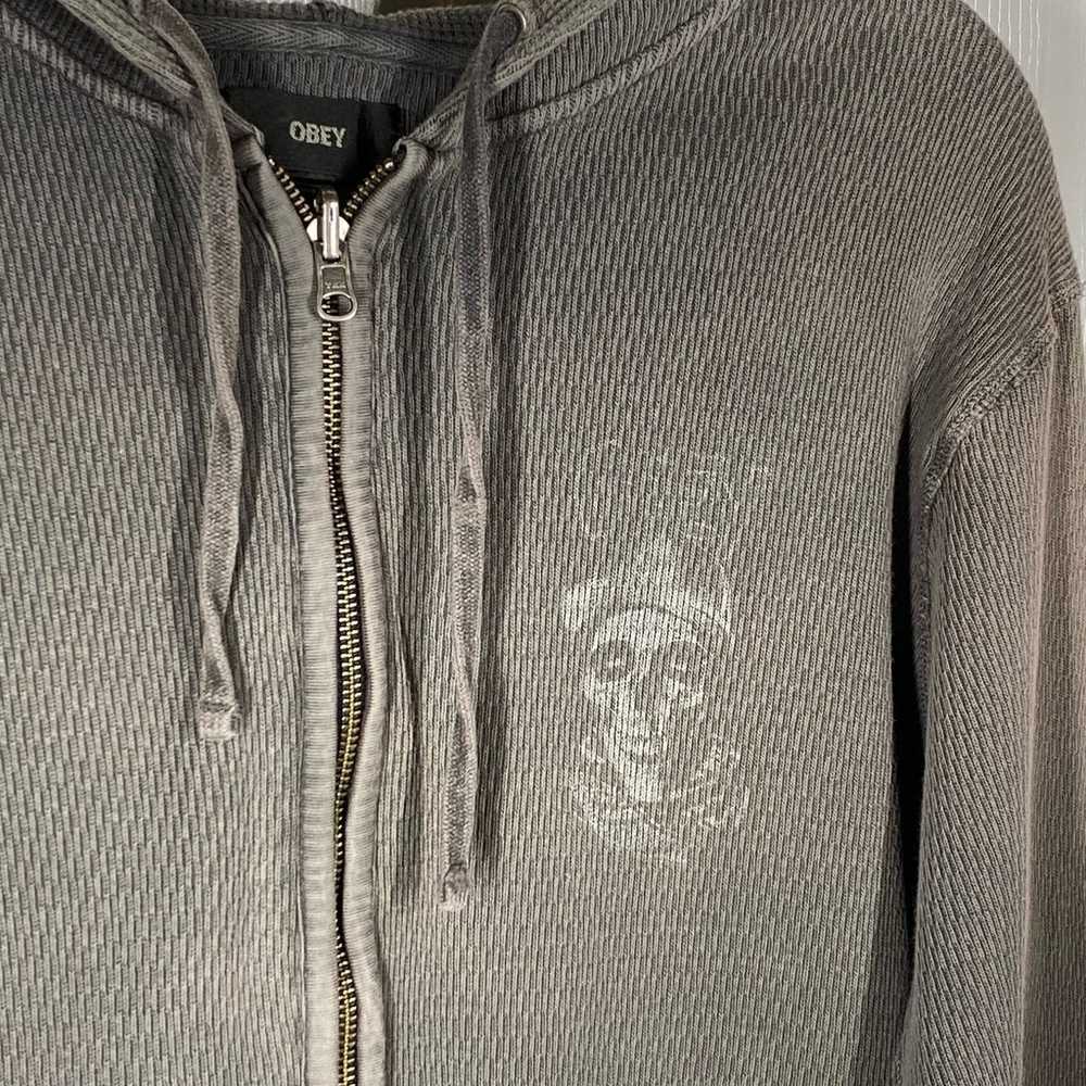 Vintage Obey Full Zip Hoodie Sweatshirt Skull Pri… - image 5