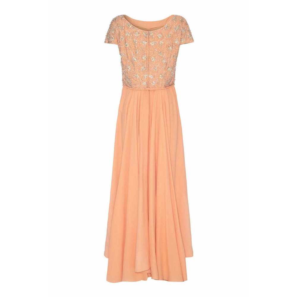 1960’s Peach Crepe Full Length Couture Dress with… - image 2