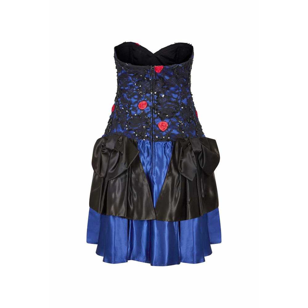 1980s Roots Blue Lace Bow Detail Cocktail Dress w… - image 3