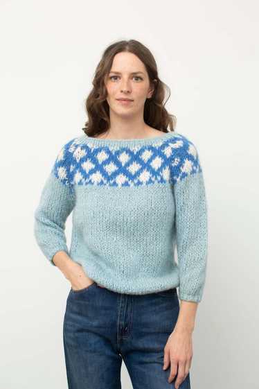 Vintage Blue Mohair Pullover - Blue