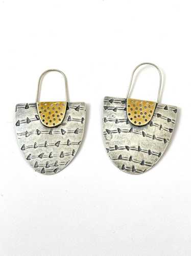 Sterling Silver Embossed Arch Earrings