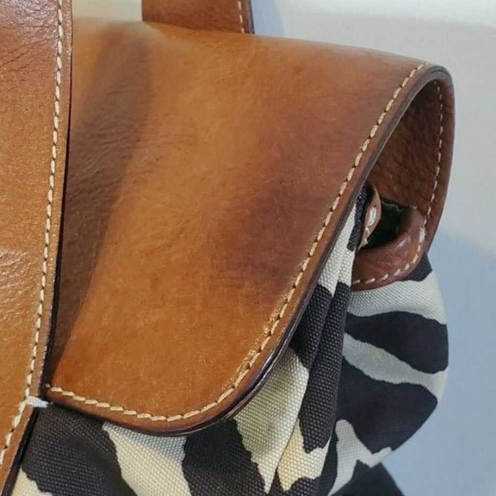 Kate Spade Zebra Print Leather Flap Hobo Purse Cr… - image 4