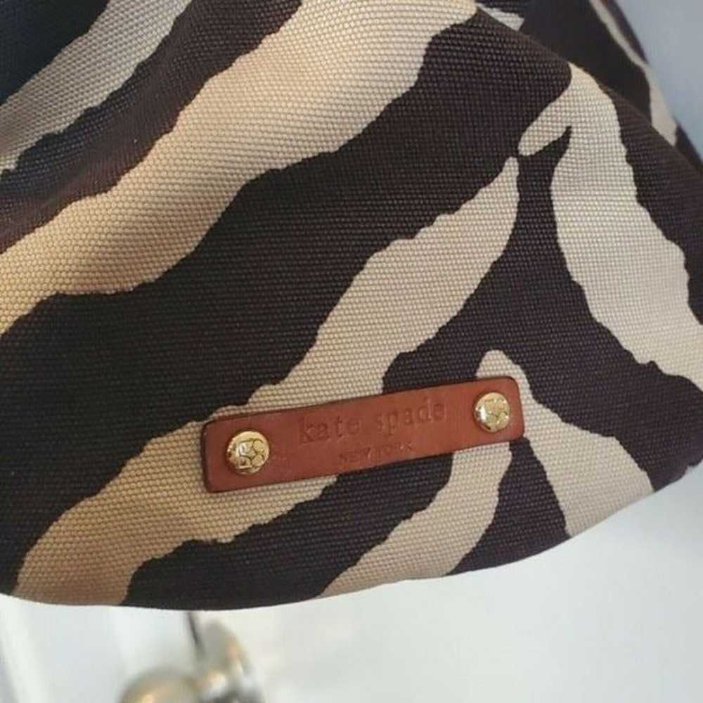 Kate Spade Zebra Print Leather Flap Hobo Purse Cr… - image 5