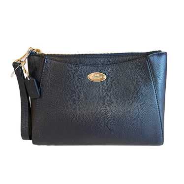 Coach Pebbled Leather Clutch Bag Navy Blue