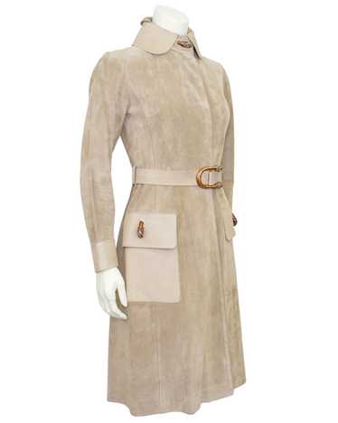 Gucci Beige Suede and Leather Trench Coat with Ena