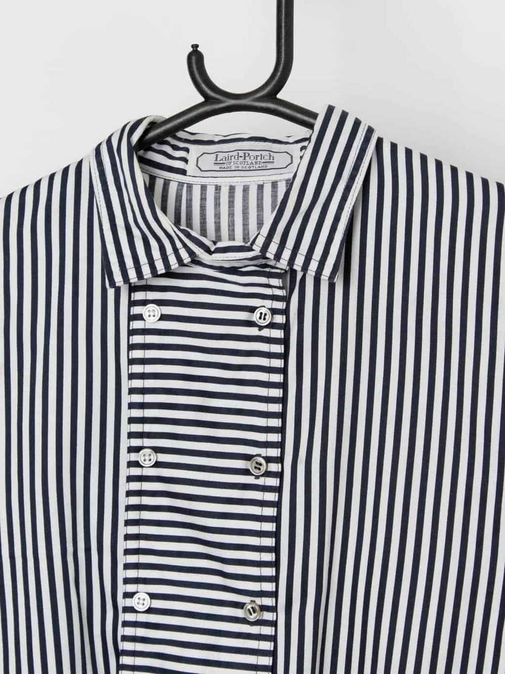 Vintage Laird-Portch striped blouse in navy and w… - image 2