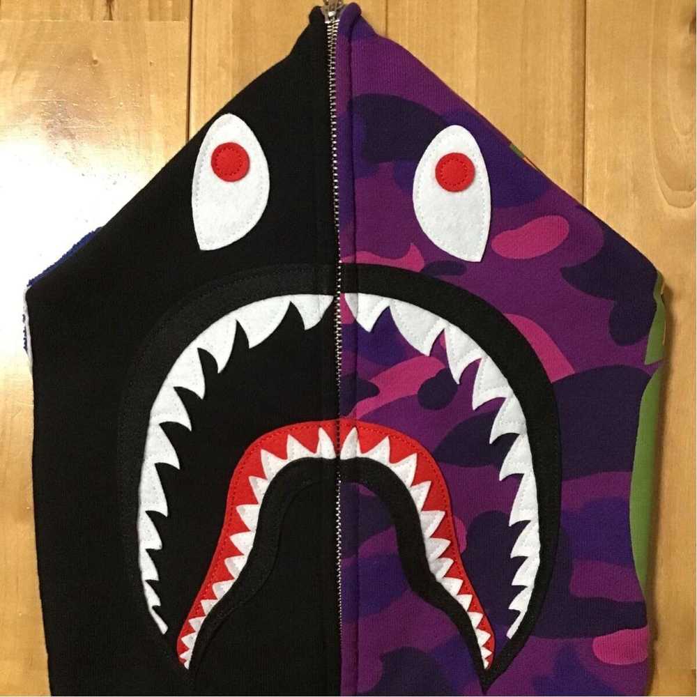 Bape BAPE Black x purple camo shark full zip hood… - image 3