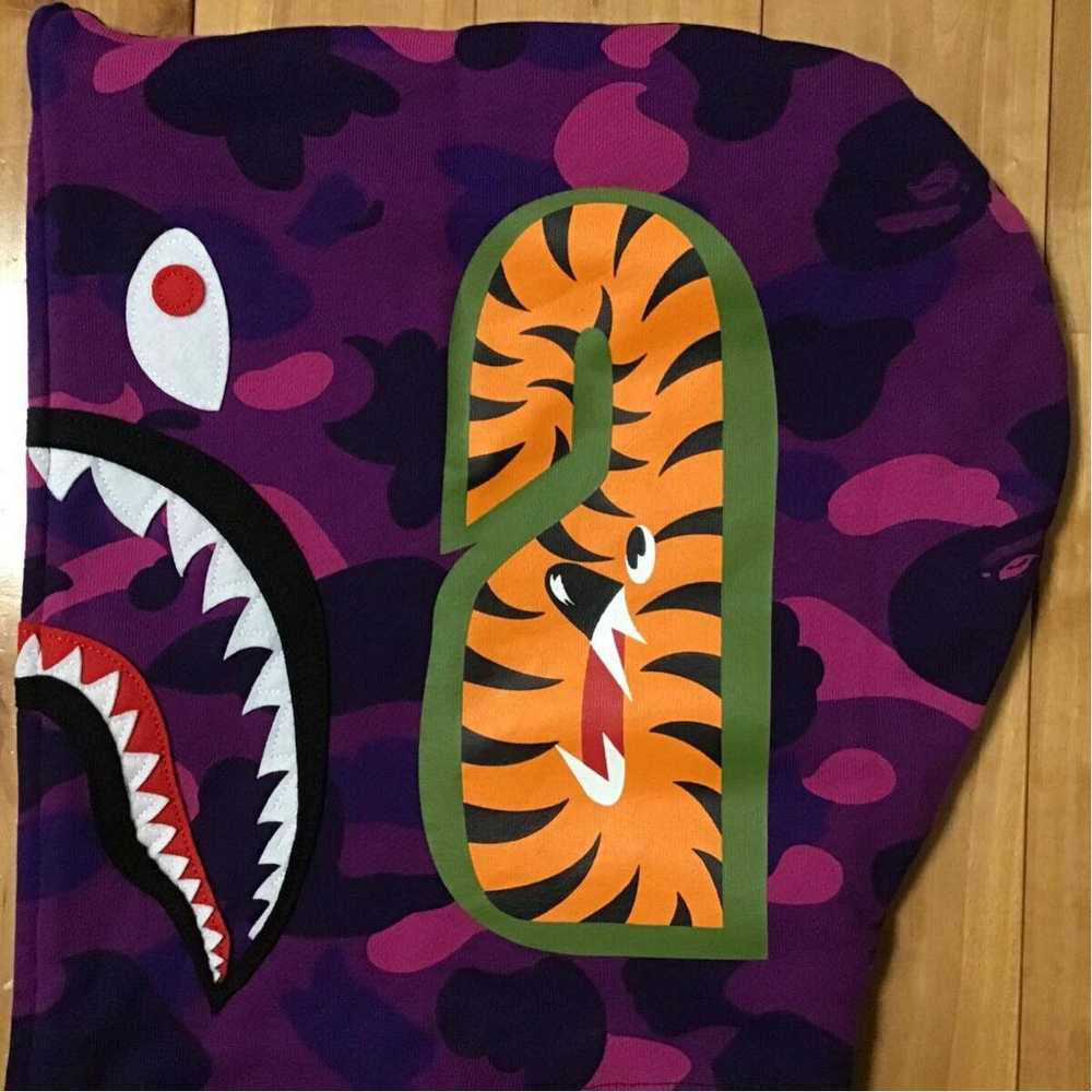 Bape BAPE Black x purple camo shark full zip hood… - image 5