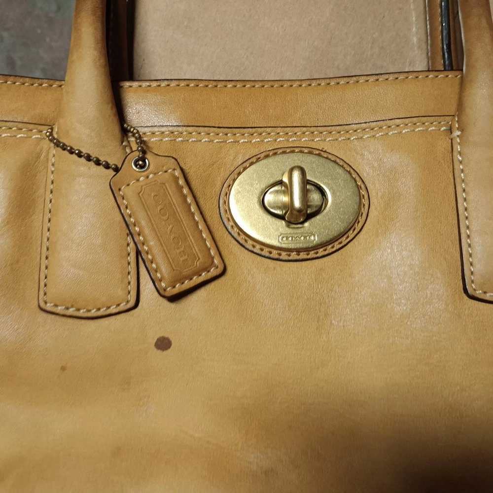 Vintage Coach 'Madeline' Tan Leather Satchel - image 2