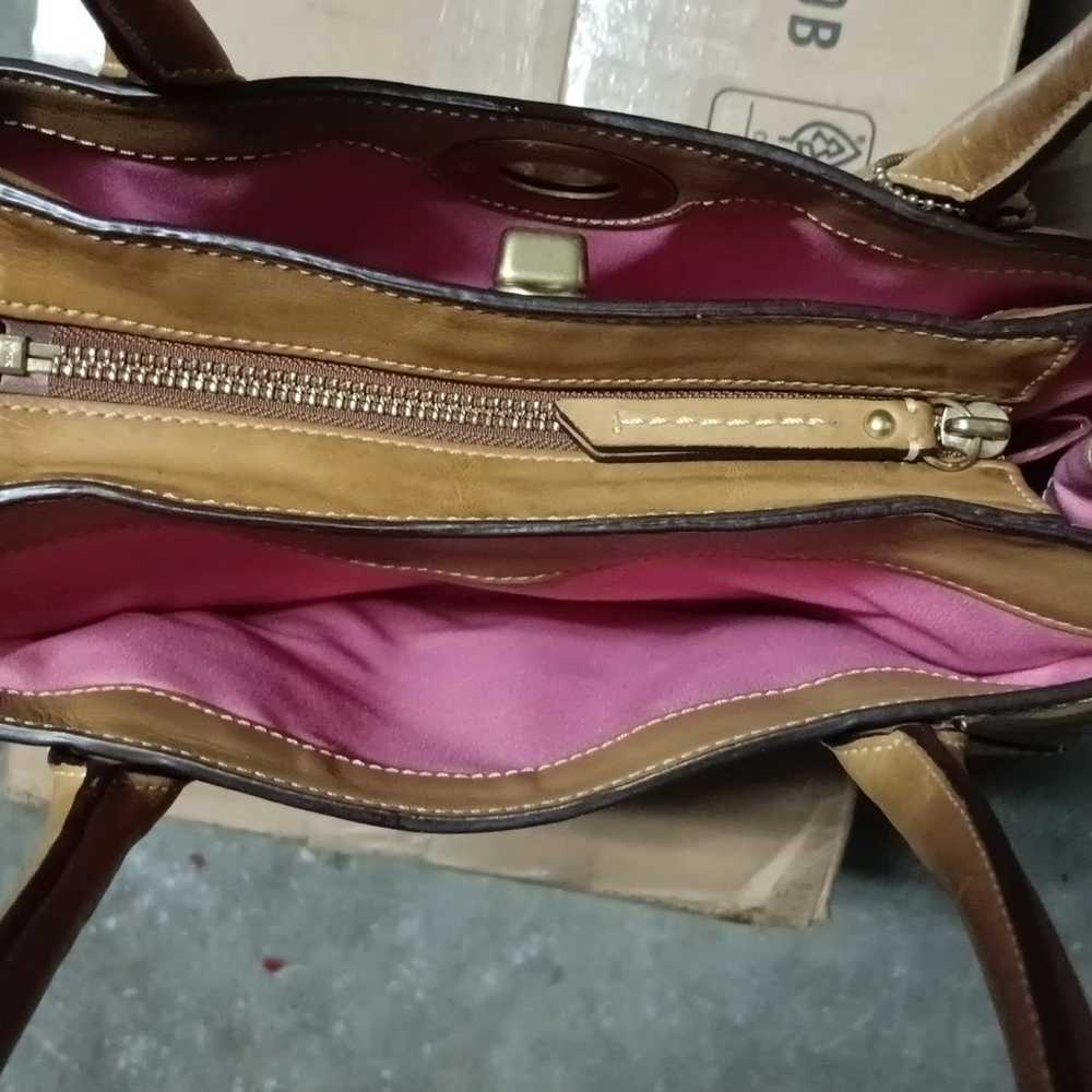 Vintage Coach 'Madeline' Tan Leather Satchel - image 9