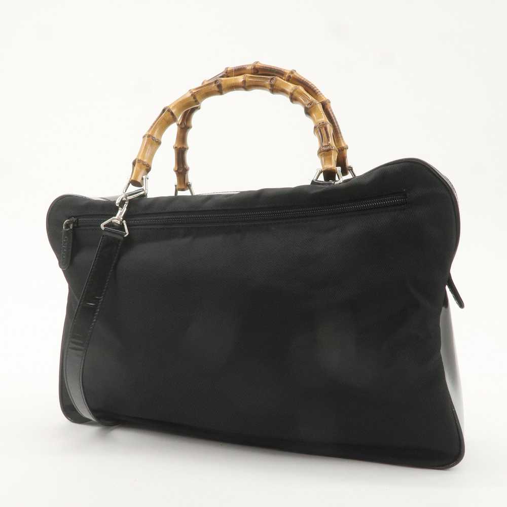 GUCCI Bamboo Nylon Leather 2Way Shoulder Hand Bag… - image 4