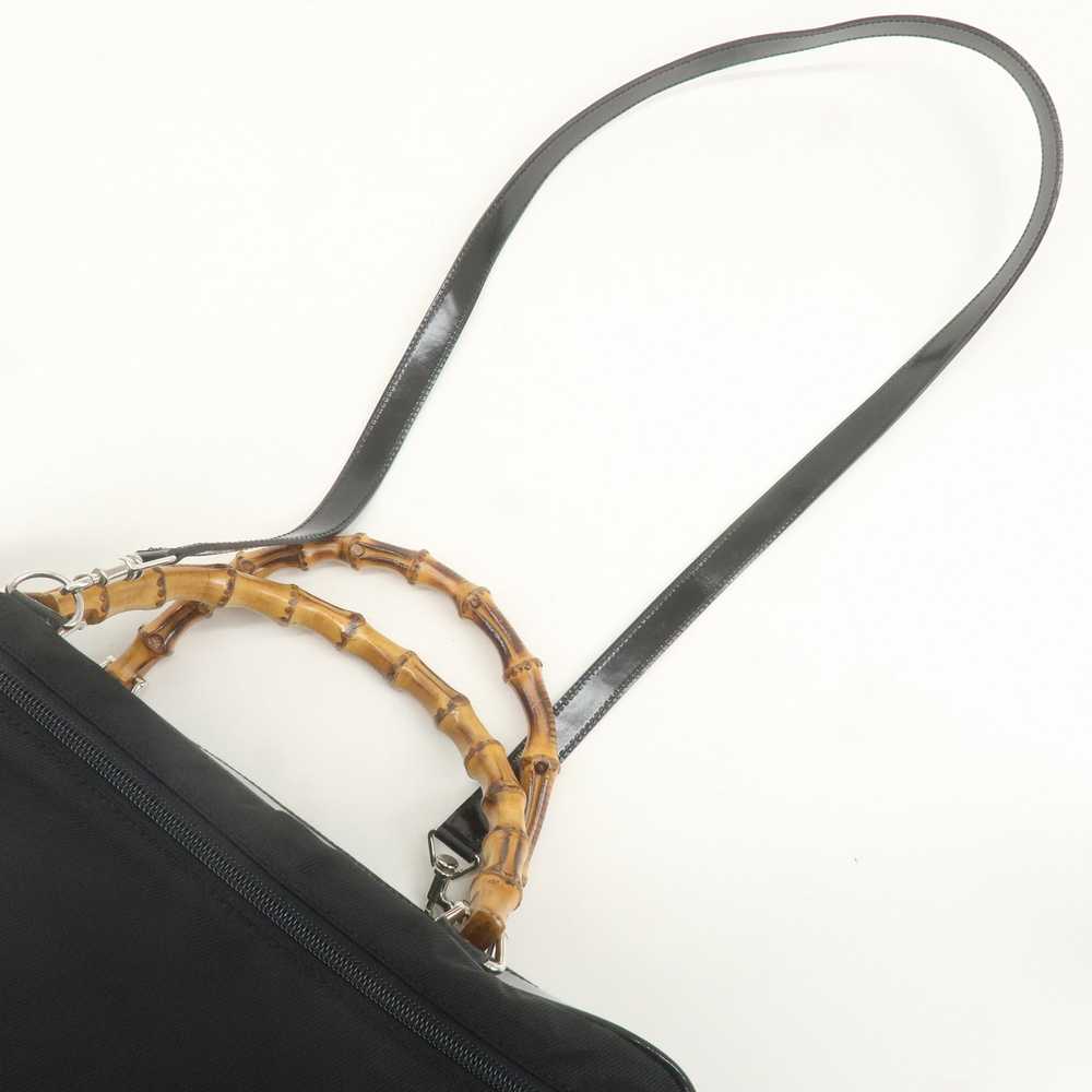 GUCCI Bamboo Nylon Leather 2Way Shoulder Hand Bag… - image 7