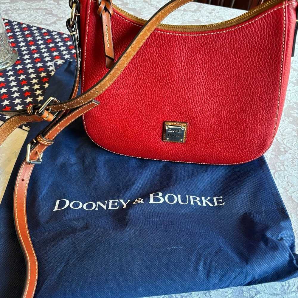 Dooney & Bourke Red Pebbled Leather Pebble Grain … - image 7
