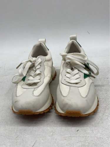 Women's White Green Leather Sneakers- Stylish and 