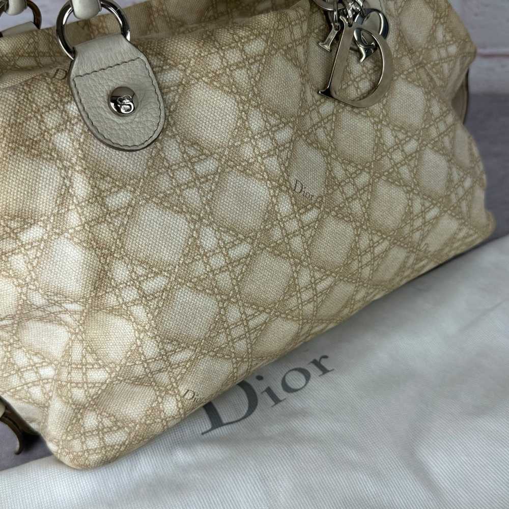 Authentic Dior Cream Cherie Cannage Printed Canva… - image 11