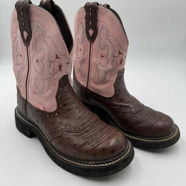 Justin Gypsy Ostrich Women’s 6 B Cowboy Boots Pin… - image 1