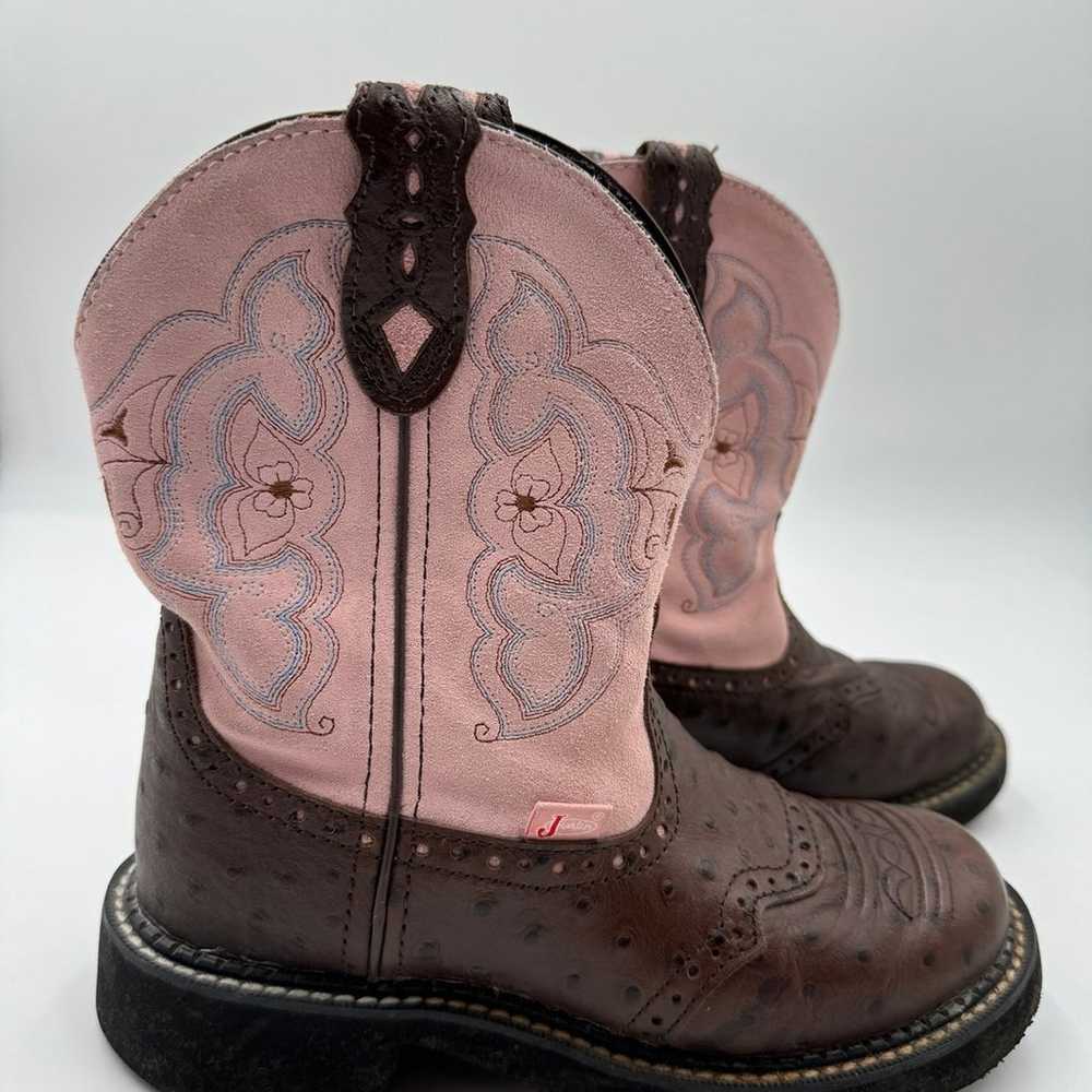 Justin Gypsy Ostrich Women’s 6 B Cowboy Boots Pin… - image 2