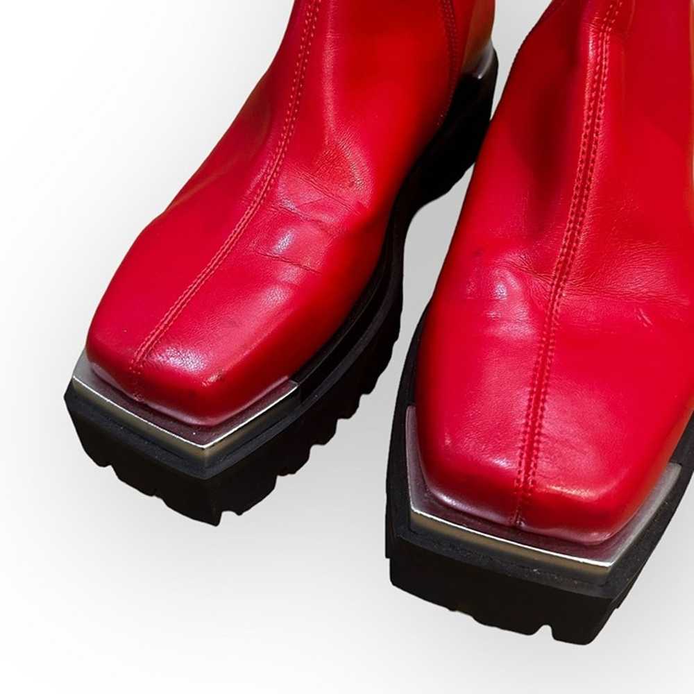 Jeffrey Campbell Devout Red Leather Boots Square … - image 4