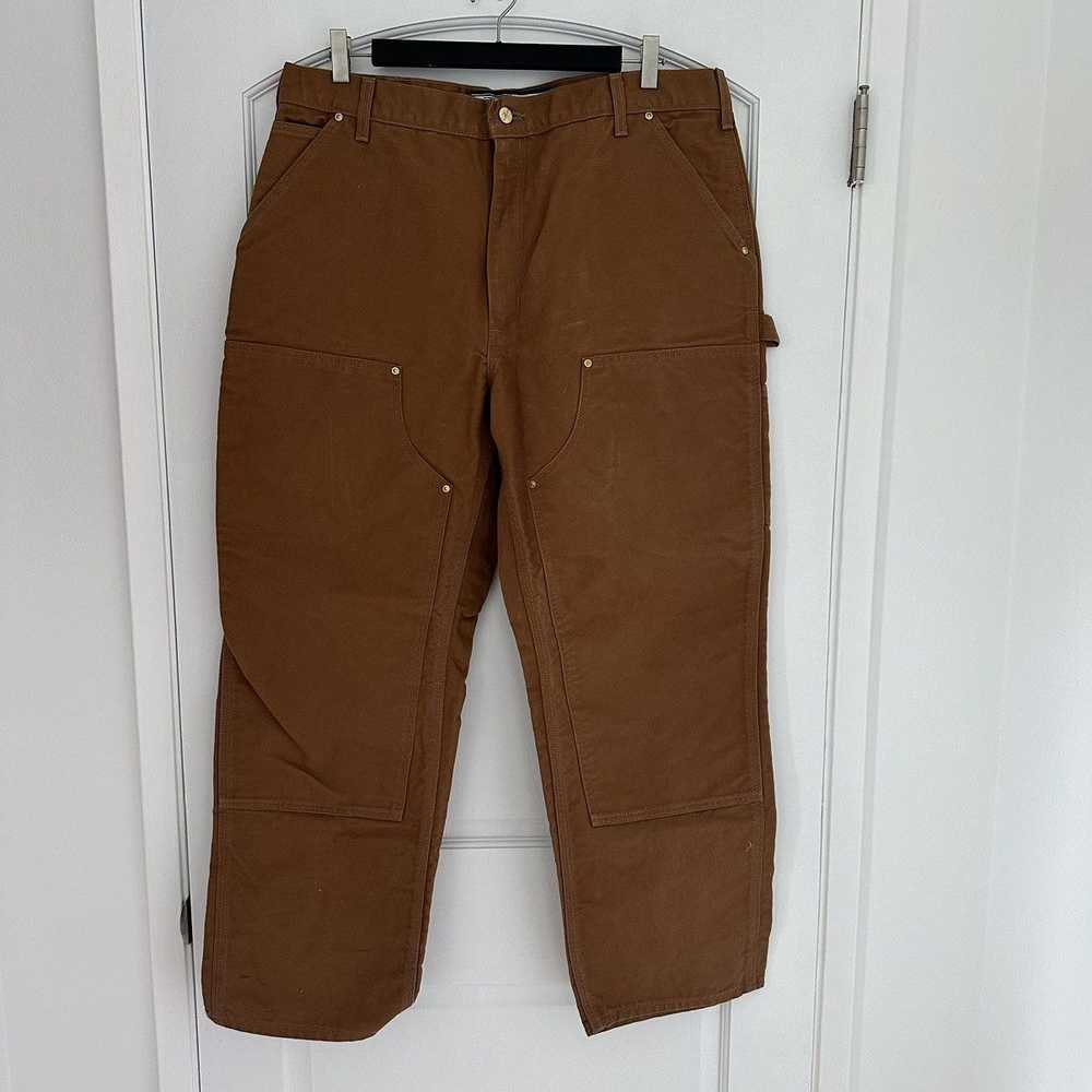 Carhartt B01-M Duck Brown Double Knee Canvas Pant… - image 1