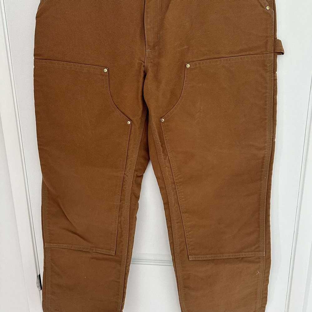 Carhartt B01-M Duck Brown Double Knee Canvas Pant… - image 2