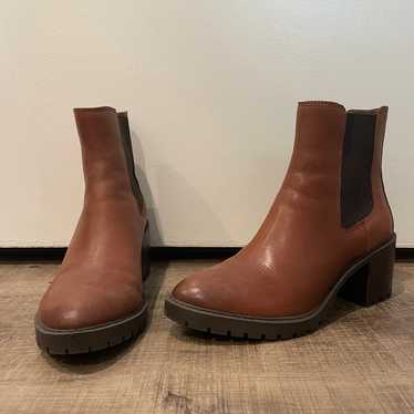 Vince Camuto Low Heel Brown Chelsea Leather Boots