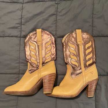 Frye metallic cowboy boots
