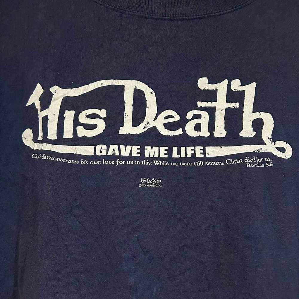 Anvil Y2K His Death Gave Me Life Jesus Tee Shirt - image 2