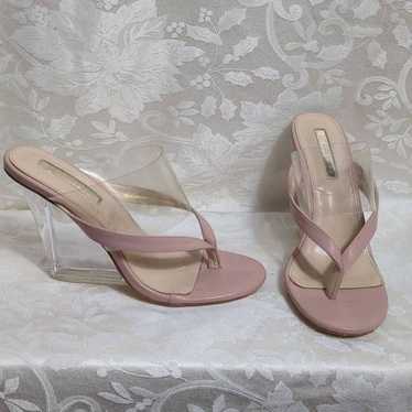 Lilliana Light Pink Thong Clear Wedge Barbie Shoes