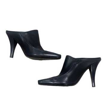Tod's Black Leather Mules Heels Women's Size 7