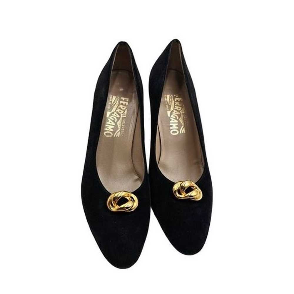 Women's - Salvatore Ferragamo Black Suede Heels, … - image 2