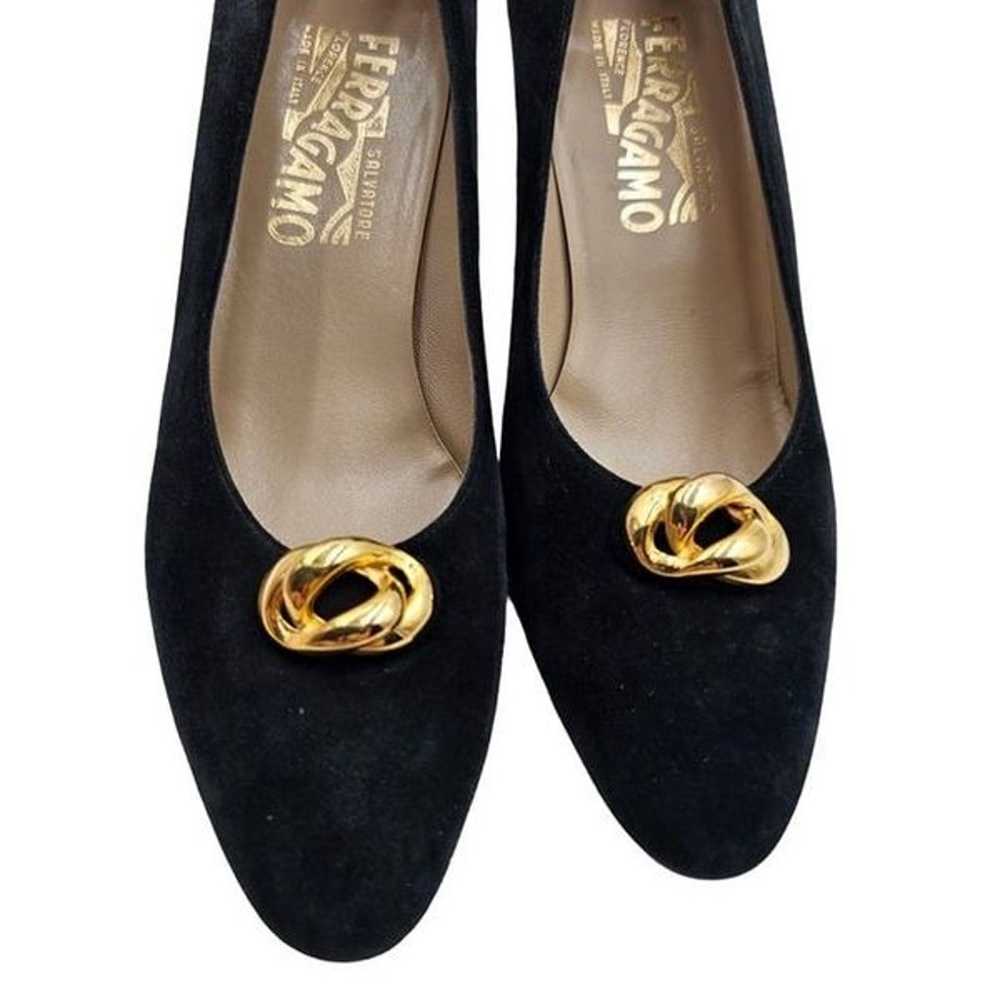 Women's - Salvatore Ferragamo Black Suede Heels, … - image 3