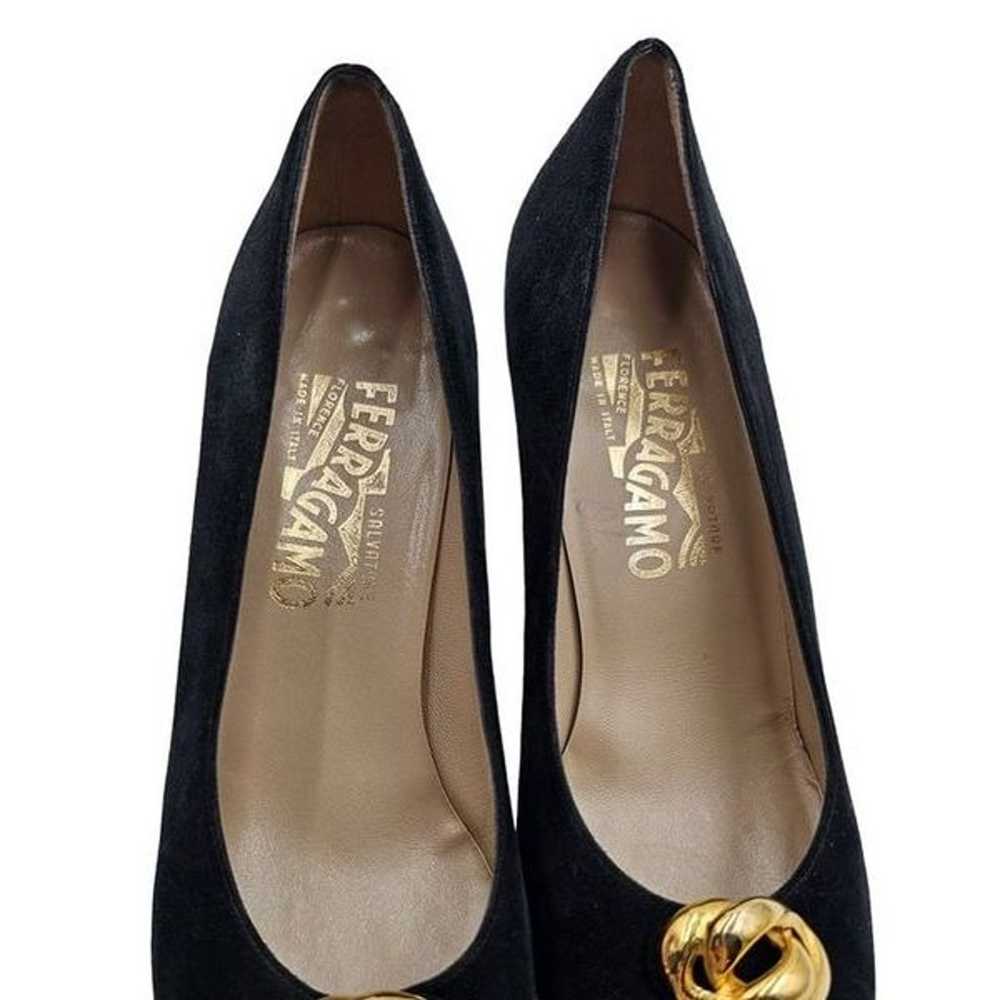 Women's - Salvatore Ferragamo Black Suede Heels, … - image 4