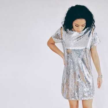 Fate Silver Sequin Dress NWT Size Extra Small - image 1
